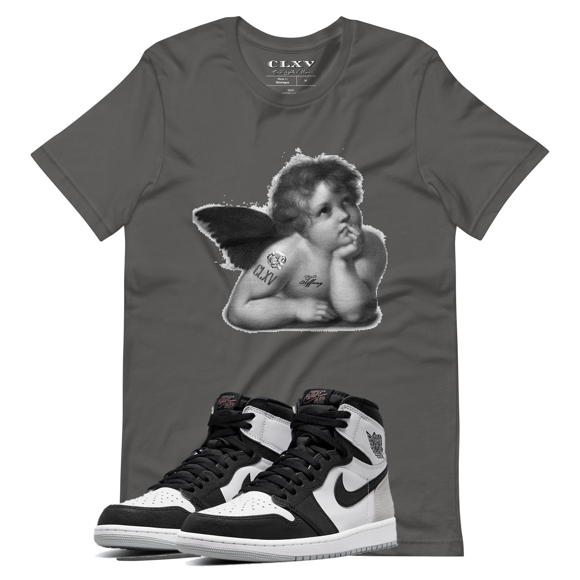 grey angel tshirt matching Air Jordan 1 High OG “Stage Haze”