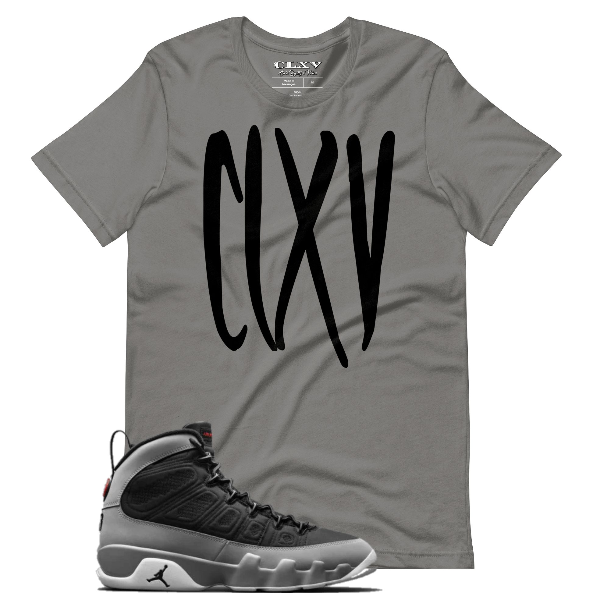 grey dezinah tshirt matching Air Jordan 9 “Particle Grey”