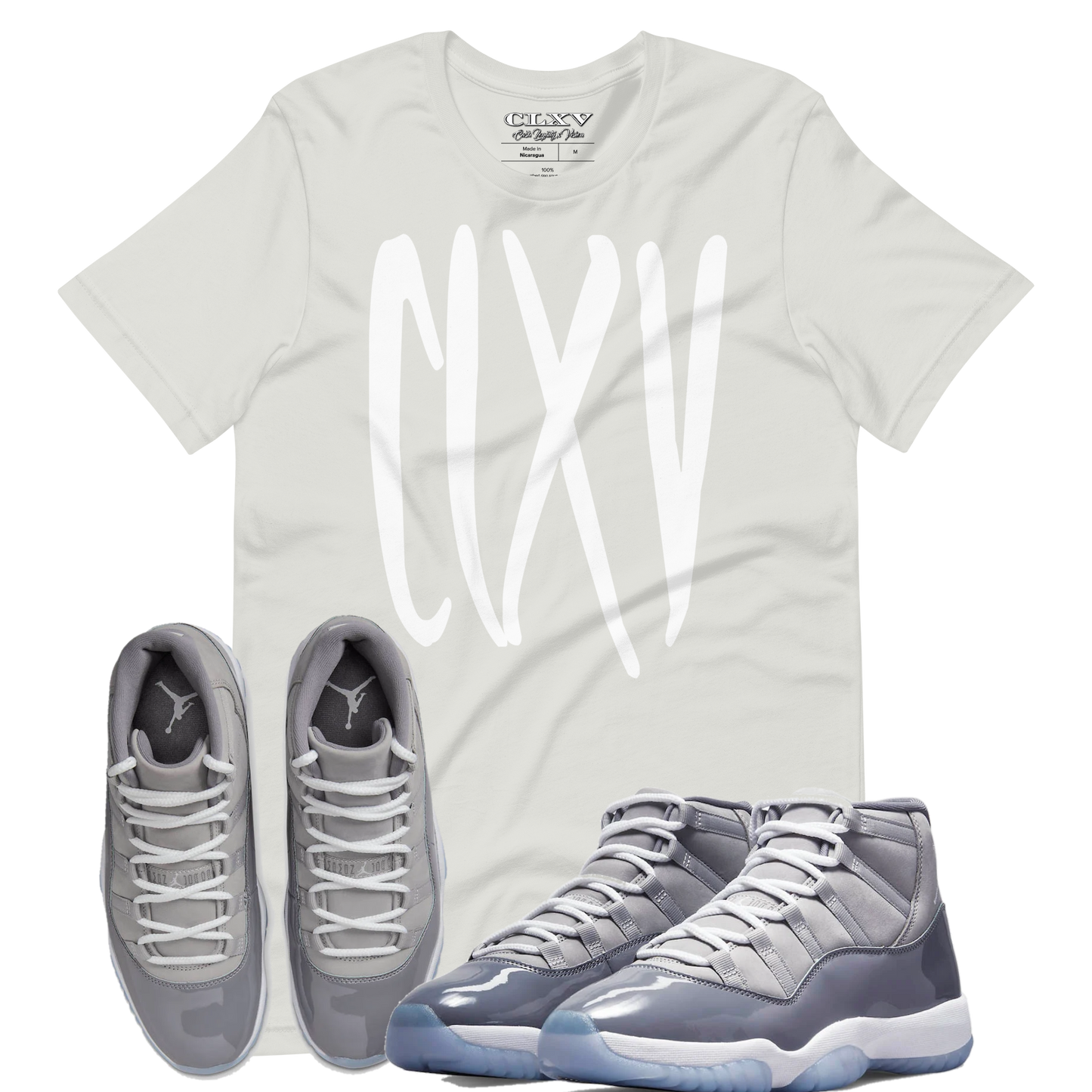 dezinah silver t shirt matching Air Jordan 11 cool grey